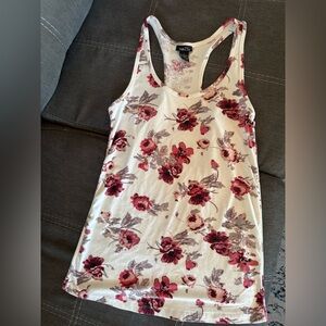 Rue21 Floral Tank Top - Cream and Burgundy